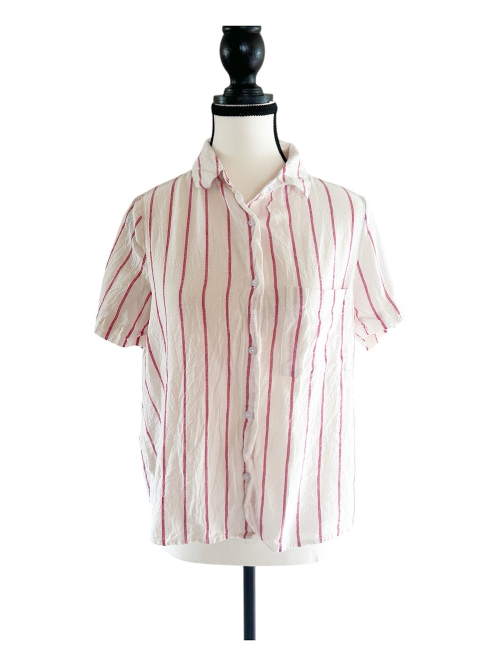 Midnight Sky Short Sleeve Button-Down Shirt — Cotton-Blend Small